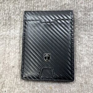 Travando Slim Carbon Fiber Style Wallet Money Clip RFID Front Pocket Black